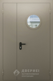 Дверь полуторная с иллюминатором №63 - фото