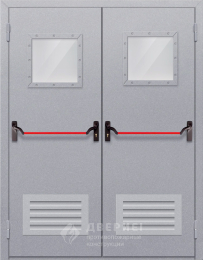Двупольная дверь с остеклением и решёткой - фото
