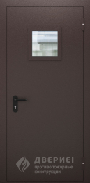 Тёмно коричневая дверь со стеклом №65 - фото