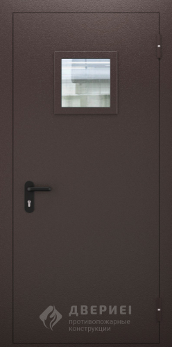 Тёмно коричневая дверь со стеклом №65 фото