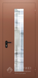 Коричневая дверь с большим стеклом №68 - фото
