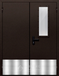 Остекленная двупольная дверь с отбойником - фото