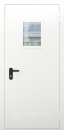 Белая пожарная дверь с остеклением №66 - фото