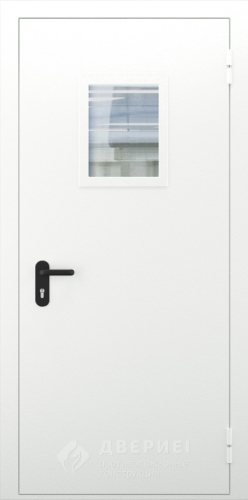 Белая пожарная дверь с остеклением №66 фото